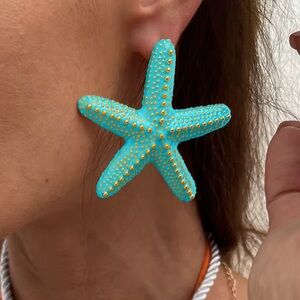 Starfish Turquoise Miami Gold Earrings